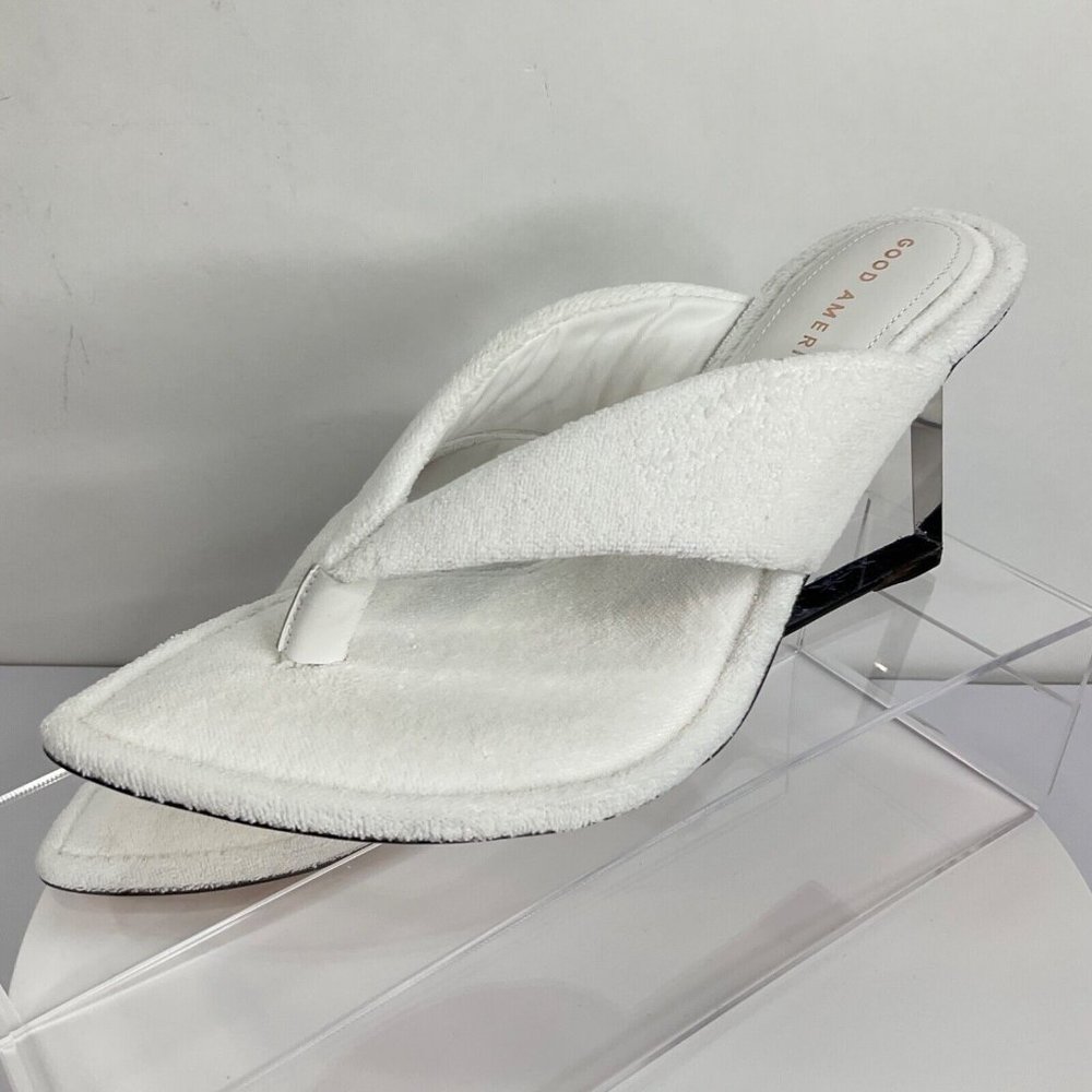 Good American Heels Womens Sz 7.5 Whte Terry Cinder F*cking Rella Wedge $260 Nwb - Picture 5 of 12